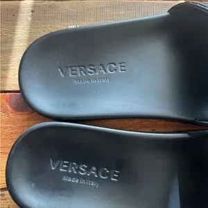 Versace Black Sandals with Gold Lion Detail Versace | Shoes | Versace Black Sandals With Gold Lion  main image 3